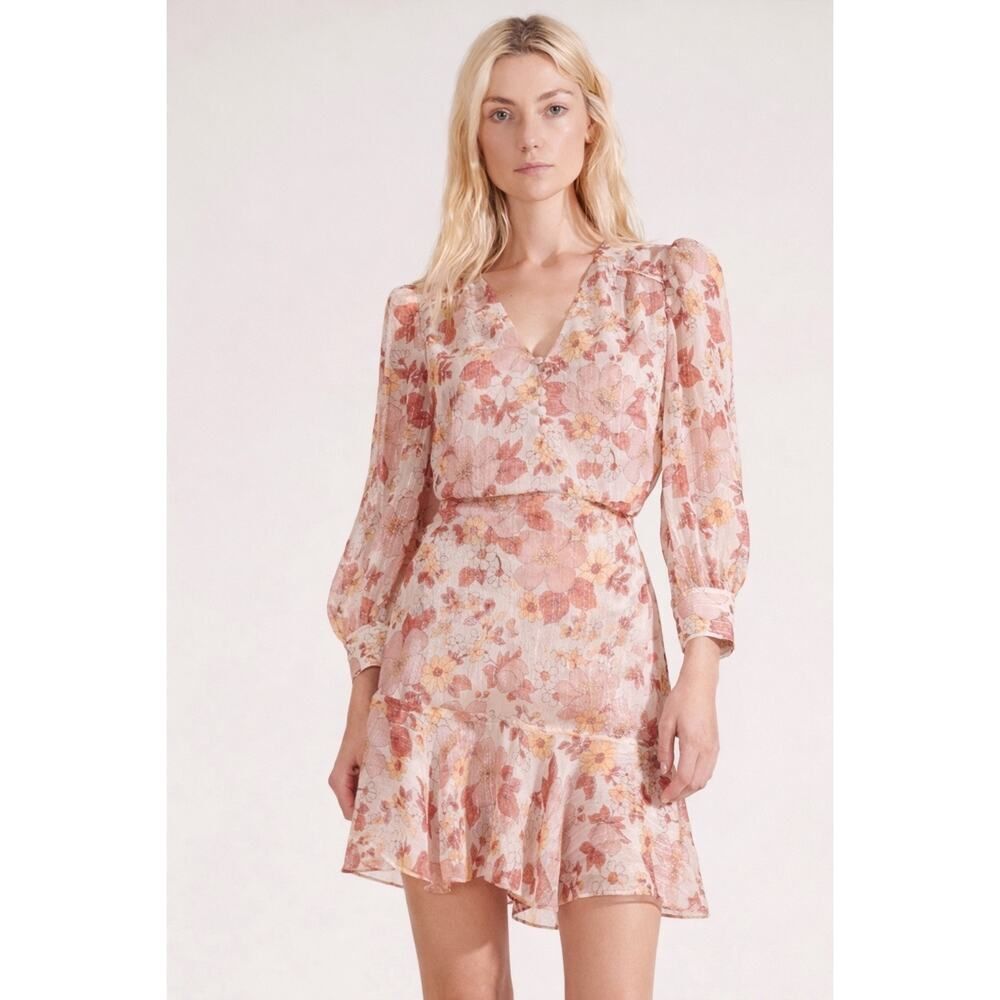 NEW Veronica Beard Cybil Floral Silk-Chiffon Mini Dress US2